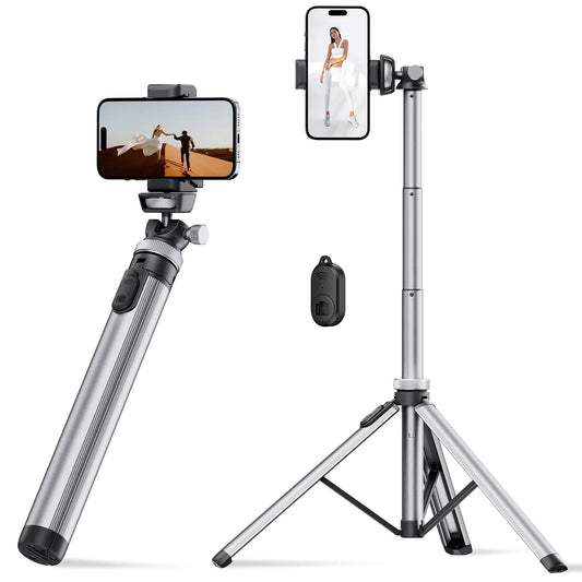 EUCOS Metal Phone Tripod Stand 67" Tripod for Phone with Remote & Lightweight Camera Tripod Stand Sturdy Extendable Cell Phone Tripod for iPhone/Android
