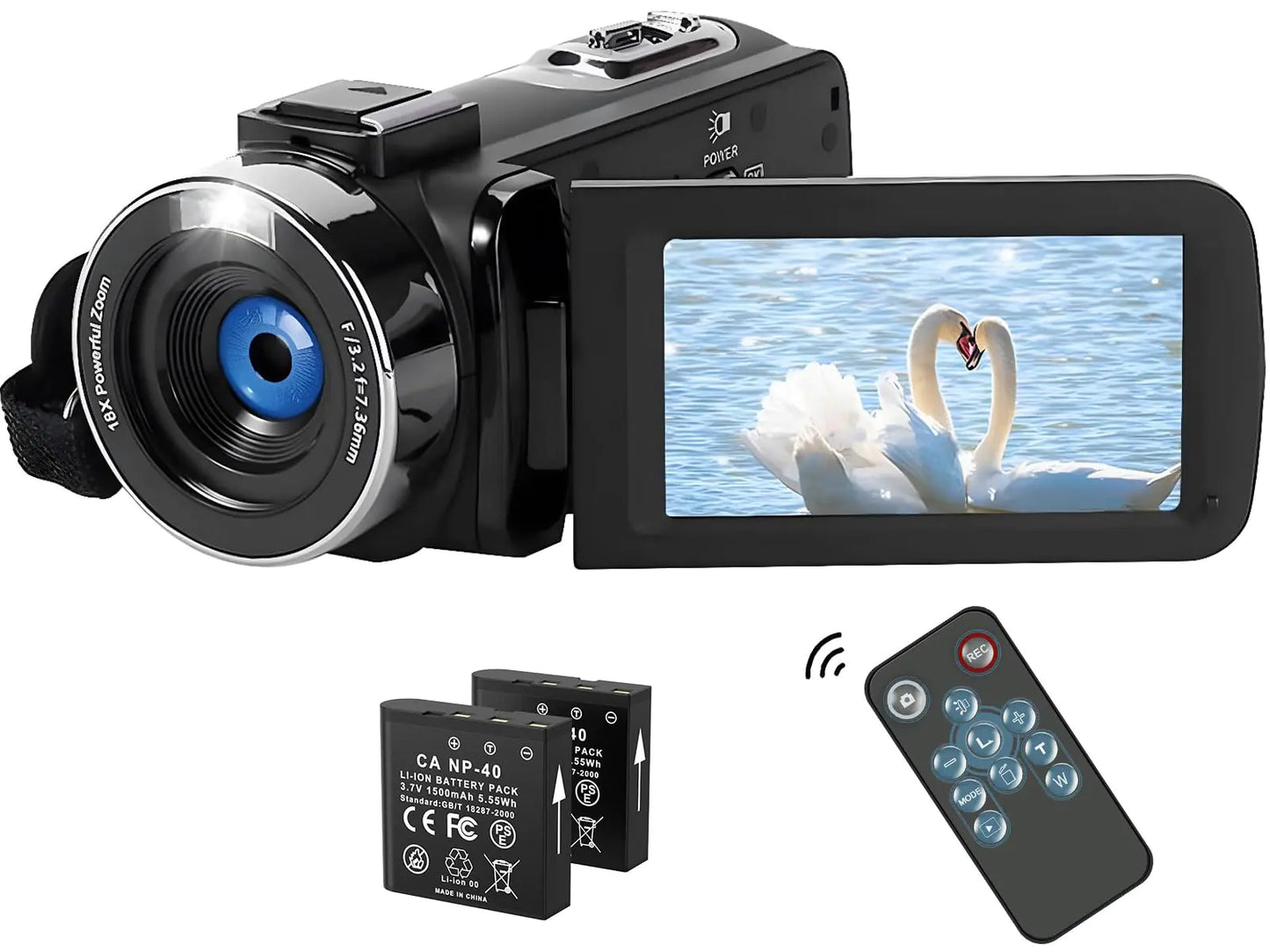 OLESIT Video Camera Camcorder 2.7K 48MP Vlogging Camera with LED Fill Light 16X Digital Zoom YouTube Camera Recorder 3.0" LCD Screen Vlogging Camera with Remote Control & 2 Batteries