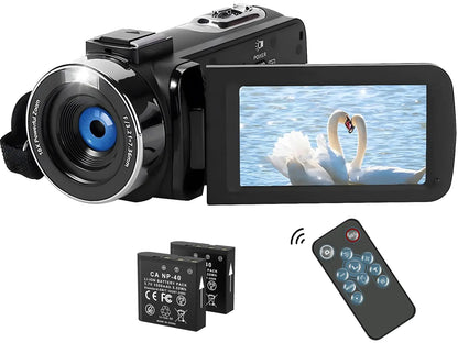 OLESIT Video Camera Camcorder 2.7K 48MP Vlogging Camera with LED Fill Light 16X Digital Zoom YouTube Camera Recorder 3.0" LCD Screen Vlogging Camera with Remote Control & 2 Batteries