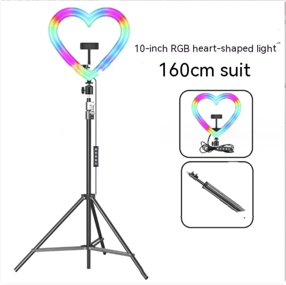 Colorful Ring Light with Makeup and Live Broadcast Stand