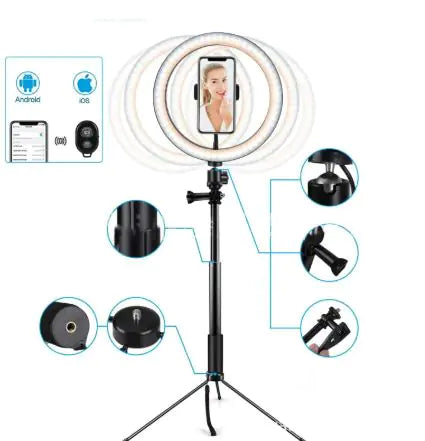 Apple-Compatible 10-LED Ring Light Tripod