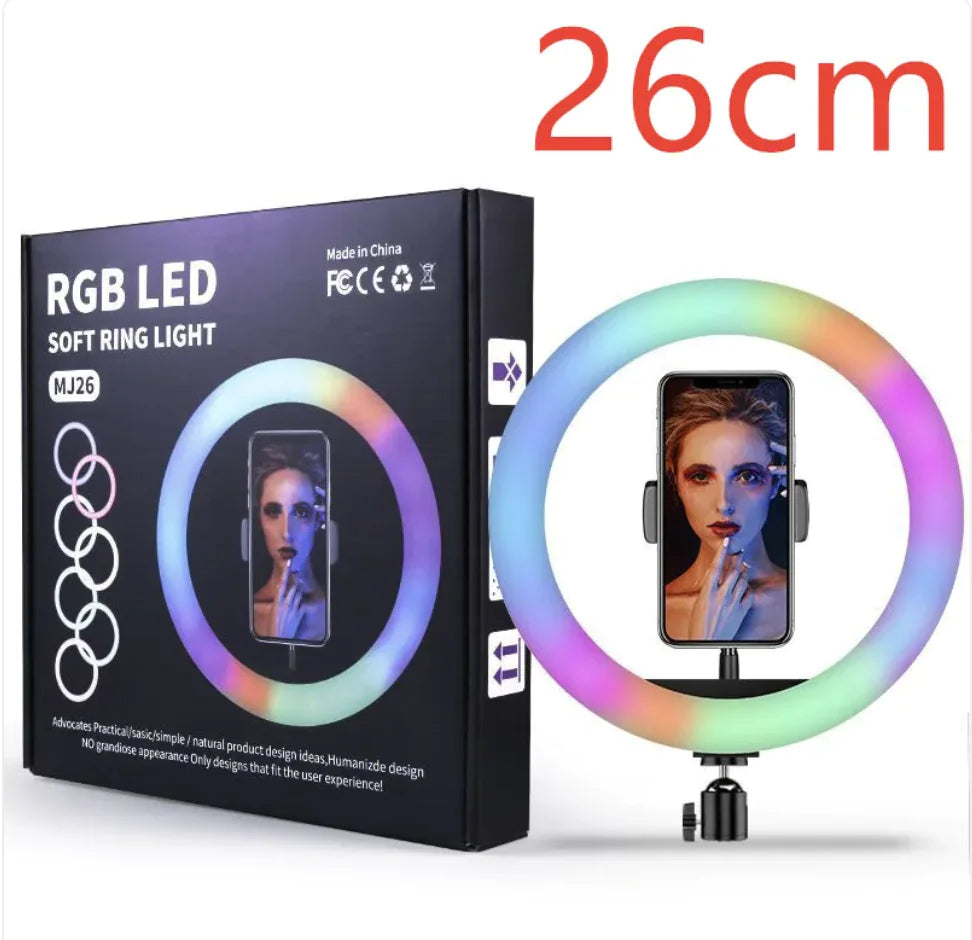 Colorful Ring Light with Makeup and Live Broadcast Stand