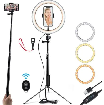 Apple-Compatible 10-LED Ring Light Tripod