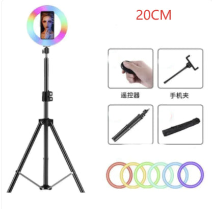 Colorful Ring Light with Makeup and Live Broadcast Stand