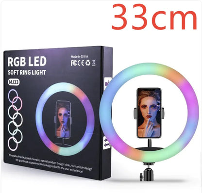 Colorful Ring Light with Makeup and Live Broadcast Stand